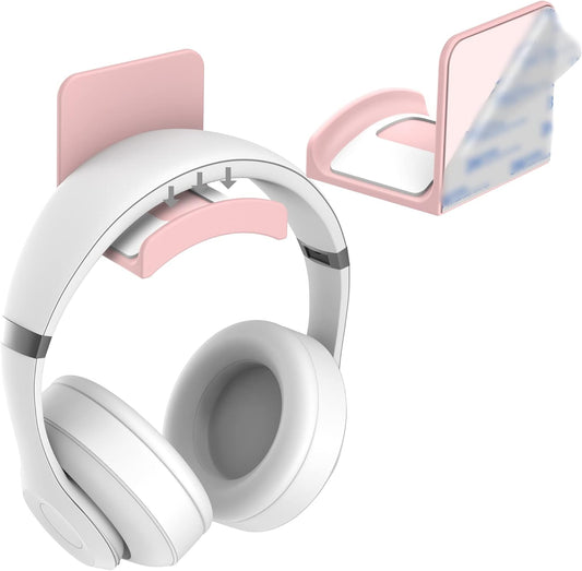 HomeMount Headphone Stand Headset Holder - Adhesive Gaming Headphone Hanger Hook Desk Mount for Most Headphone & Controller (Pink)