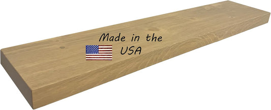 joelsantiques 42 Inch Wooden Floating Shelves for Wall - 42x8x2 in - Made of Natural Wood - Heavy Duty Rustic Wall Shelves Made in USA - Perfect for Living Room, Kitchen - Beige