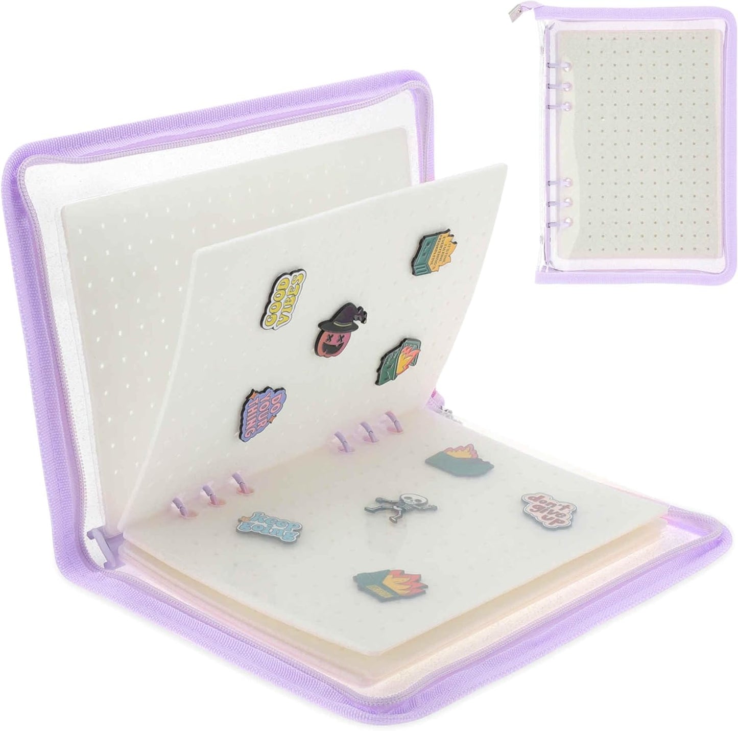 CAPASTEC Pin Bag, Portable Pin Display Book, Ideal for Pins, Brooches Storage, Purple White