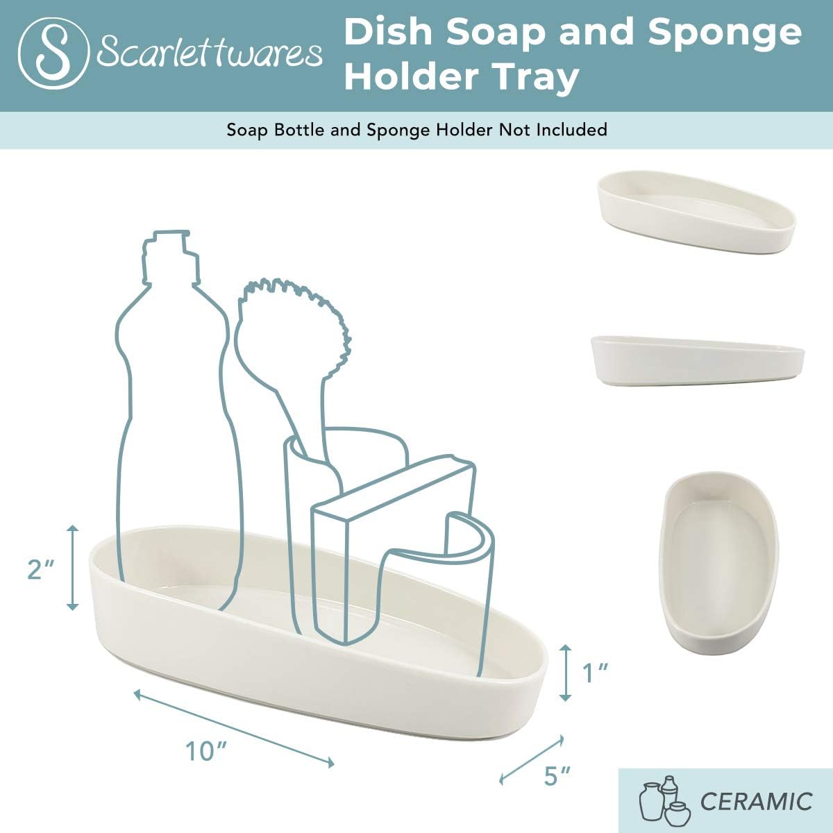 Kitchen Caddy Sponge Scrub Brush Holder and Soap Dish Tray Kitchen Caddy