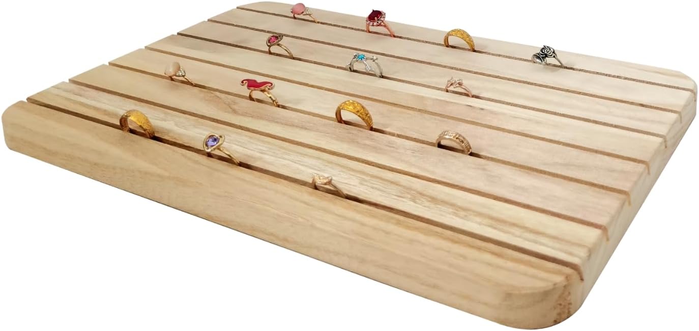 Natural Wood Business Card Holder Wooden Earring Display Stands Jewelry Retail Display for Selling Earring Showing Ring organizer (7 Slots Earring Board)