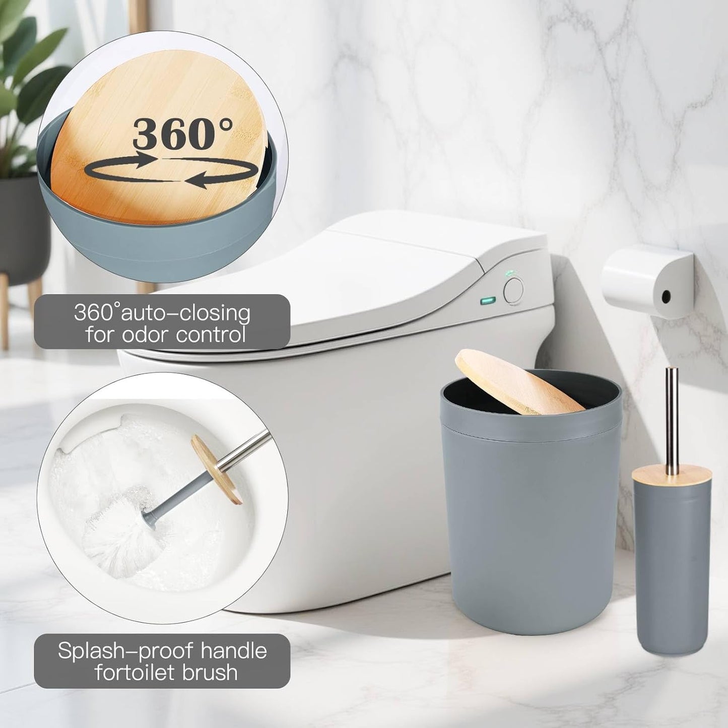 iMucci Bathroom Accessories Bathroom Sets with Shower Curtain, Bath Towel Set, Trash Can, Toilet Brush, Soap Dispenser, Bathroom Accessories Set Complete
