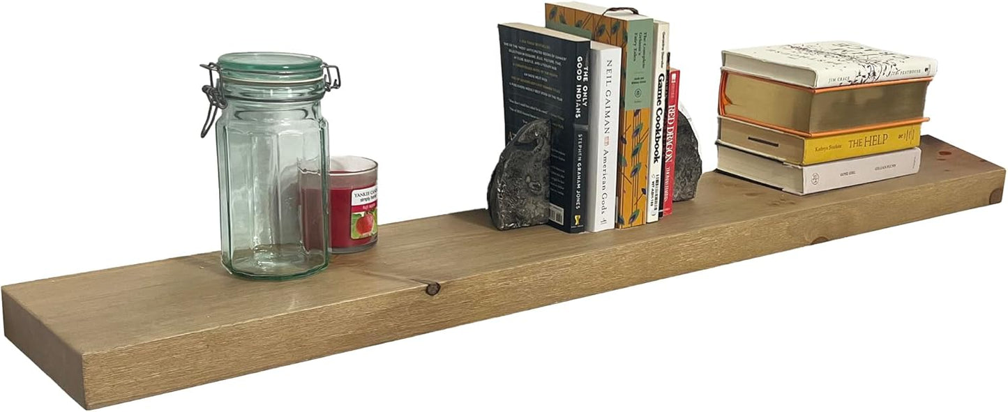 joelsantiques - 48 Inch Wooden Floating Shelves for Wall - 48x8x2 in - Made of Natural Wood - Long Heavy Duty Rustic Wall Shelves for Bedroom - Perfect for Living Room, Kitchen - Beige