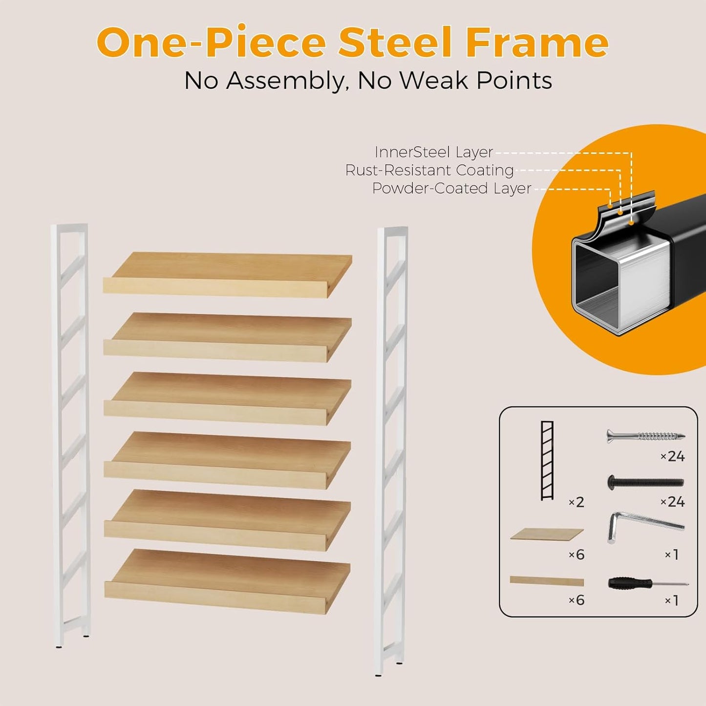 6-Tier Floor Standing Magazine Rack, Modern Literature Display Stand, Heavy Duty Steel Display Shelf with 38° Slant & 2.75" Lip, for Office/Airport/Bookstore/Library, 39"L x 12"W x 71"H (White)