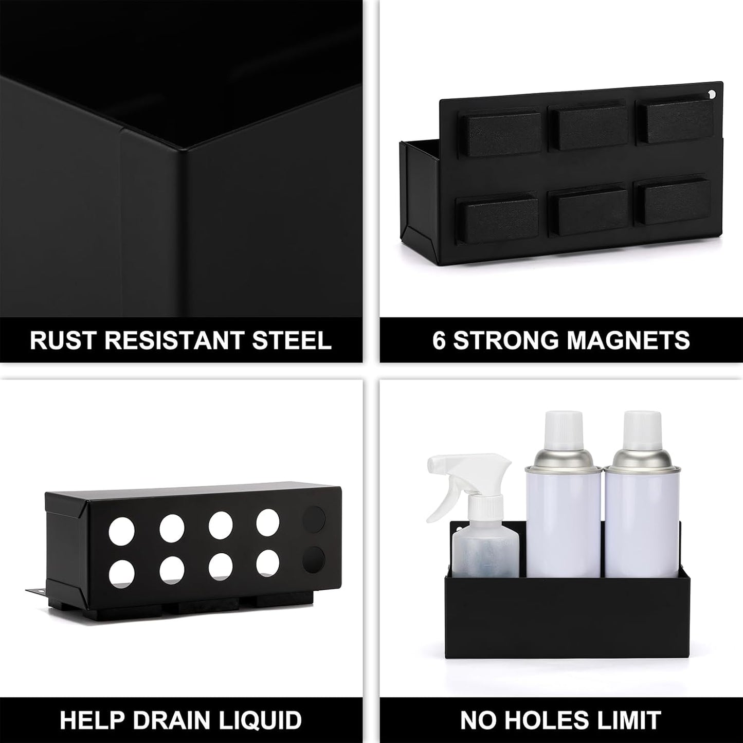 Mayouko 2PCS Magnetic Aerosol Spray Can Holder, 8.3" x 3" x 4.4", Magnet Toolbox Bottle Holder, Toolbox Storage Shelf for Chest, Garage, Workspace, Black&Red