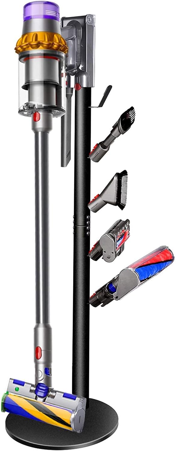 Storage Stand Holder Compatible with V15 Detect, V11 V10 V8 V7 V6 Cordless Vacuum Cleaners and Accessary, Floor Docking Station Metal Organizer Bracket with 5 Hooks, Black