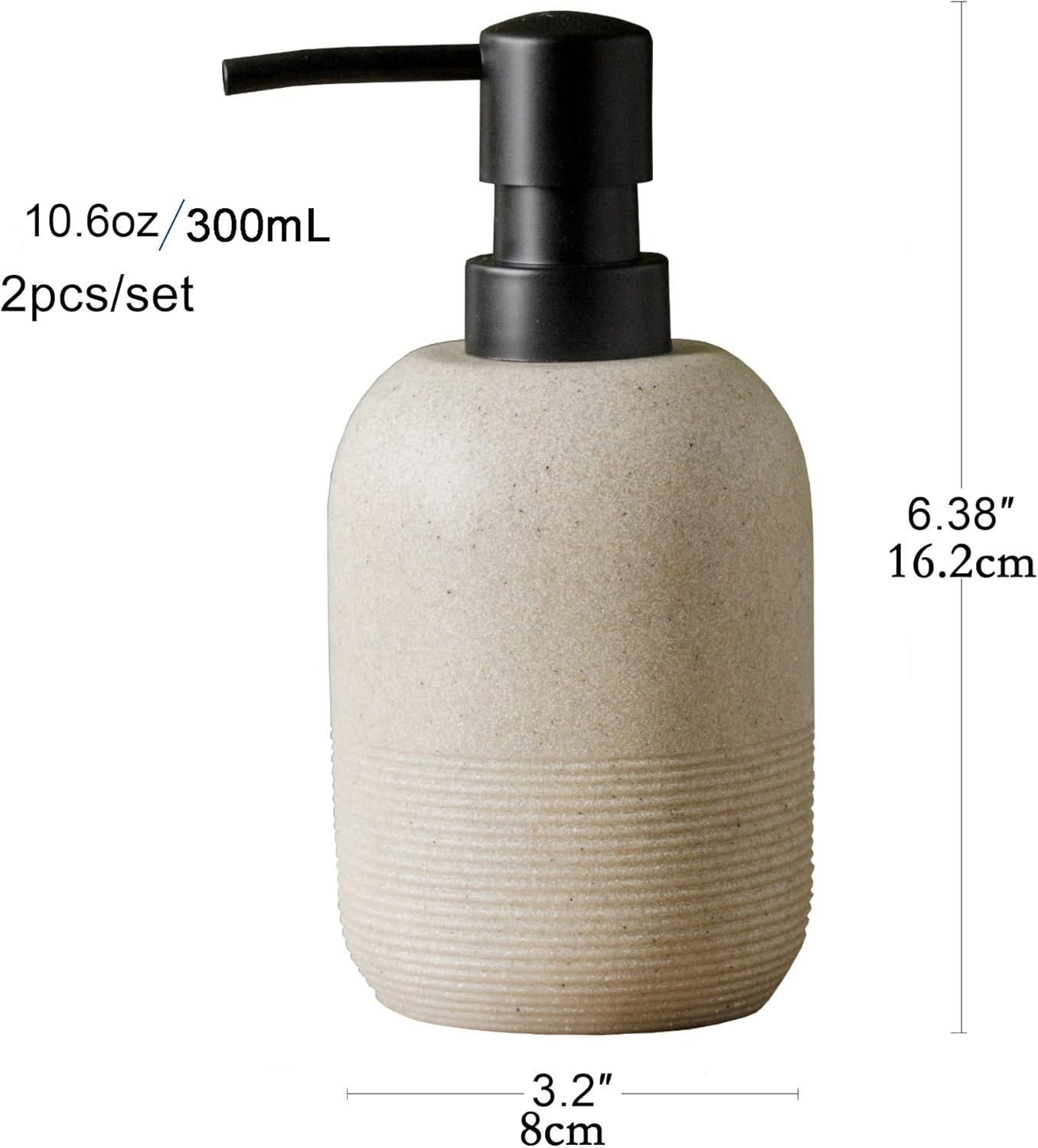 2pcs/Set Beige Hand Soap Dispenser Sets,Resin Liquid Soap Dispenser for Bathroom Countertop,Bathroom Lotion Dispensers-10.6oz.