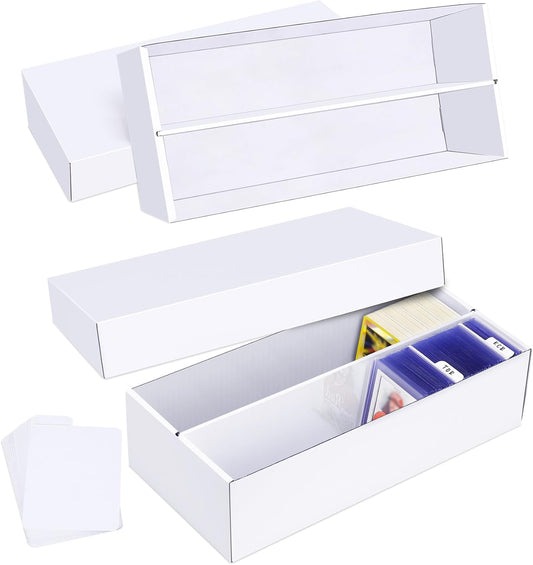 Trading Card Storage Box 2 Pack–1600 Count Cardboard Organizer with Dividers for MTG, TCG, Sports, Toploader