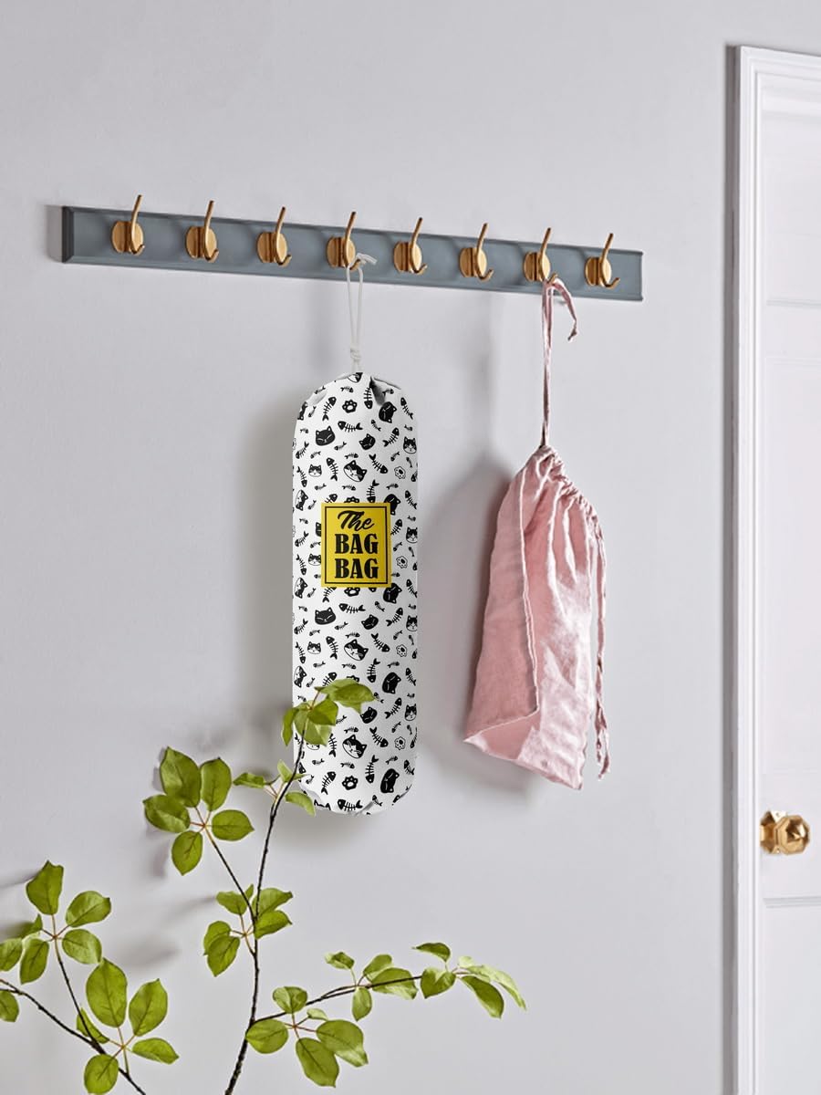 Grocery Bags Holder Organizer For Shopping Bags, Wall Mount Plastic Bags Storage Container Dispensers, Pet Lovers Home Kitchen Bags, The Bag Bag Grocery Bag Holder, Gifts For Women Cat Mom Dad (G-38)