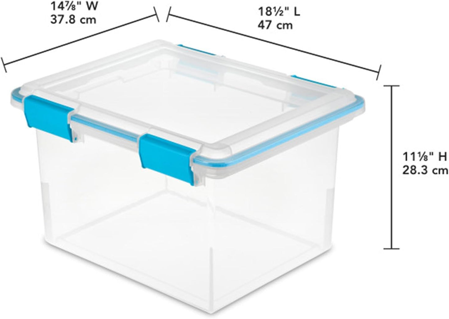 Sterilite 12-Pack Gasket Box, Weather-Resistant Storage Bins with Latching Lids, 32 Quart - Heavy-Duty Organizing Containers for Closet, Bathroom, and Office