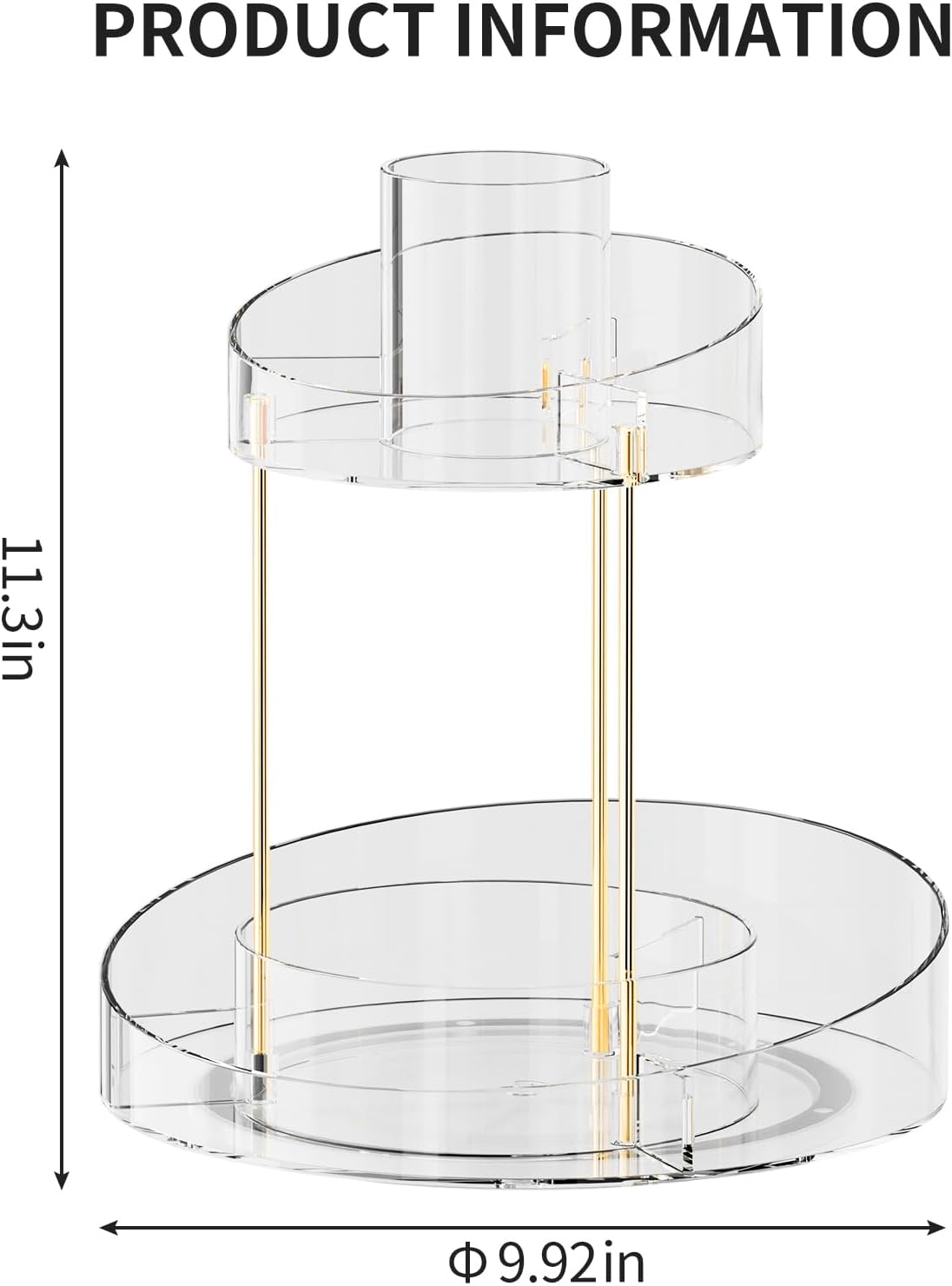 2 tier Makeup Organizer Countertop,360 Rotating Makeup Organizer for Skincare, Lipstick and Perfumes,Multi-function Cosmetic Display Cases for Vanity,Bathroom,Transparent