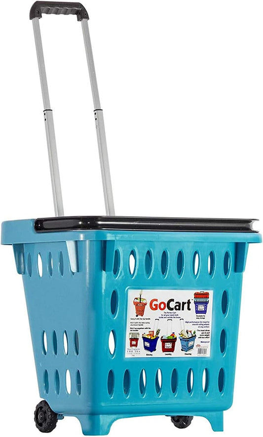 dbest products GoCart,Teal Grocery Cart Shopping Laundry Basket on Wheels