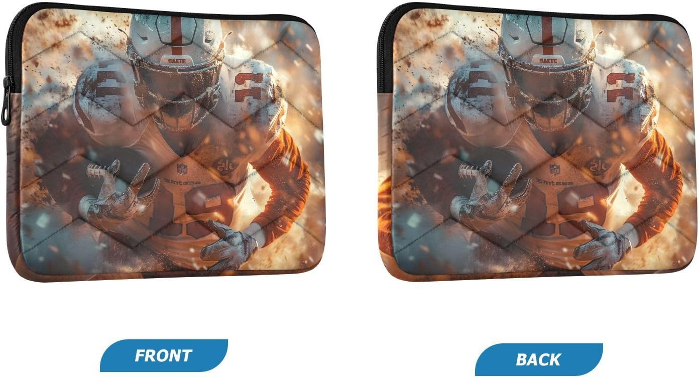 Quilted Laptop Sleeve Case,Soft Slim Carrying Colorful Computer Protective Cover,Football Player(15 '' - 16'')