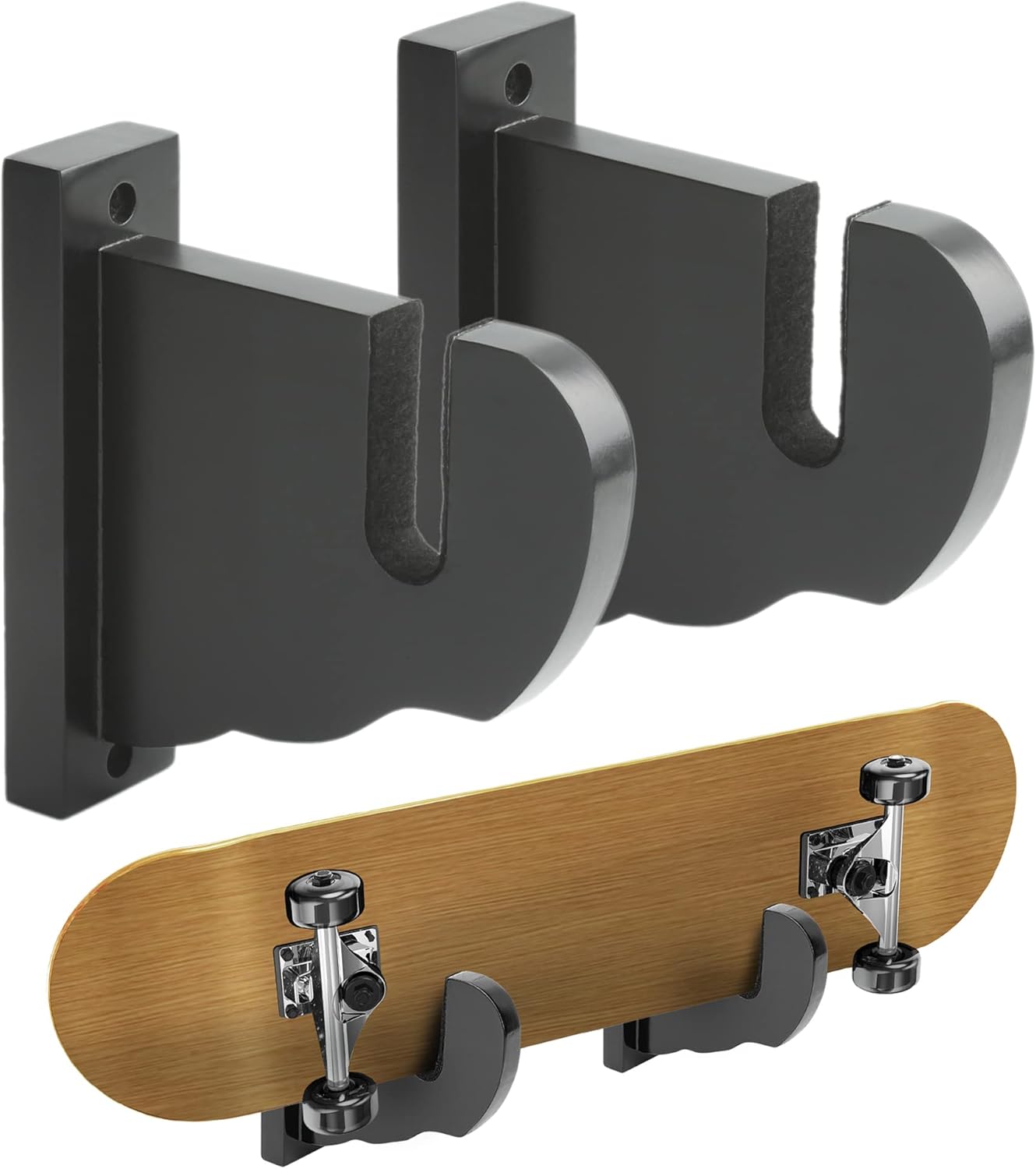 BiJun Skateboard Wall Mount, Snowboard Wall Mount Display, Acrylic Horizontal Skateboards Rack, Skateboard Storage Hanger (Black)