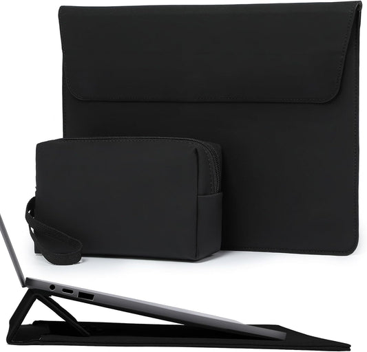 HYZUO 13 Inch Laptop Sleeve with Stand Feature for MacBook Air 13 M4 M3 M2 M1 2025-2018, MacBook Pro 13 M2 M1, 13" iPad Pro/Air, Surface Pro, with Carry Bag, Black