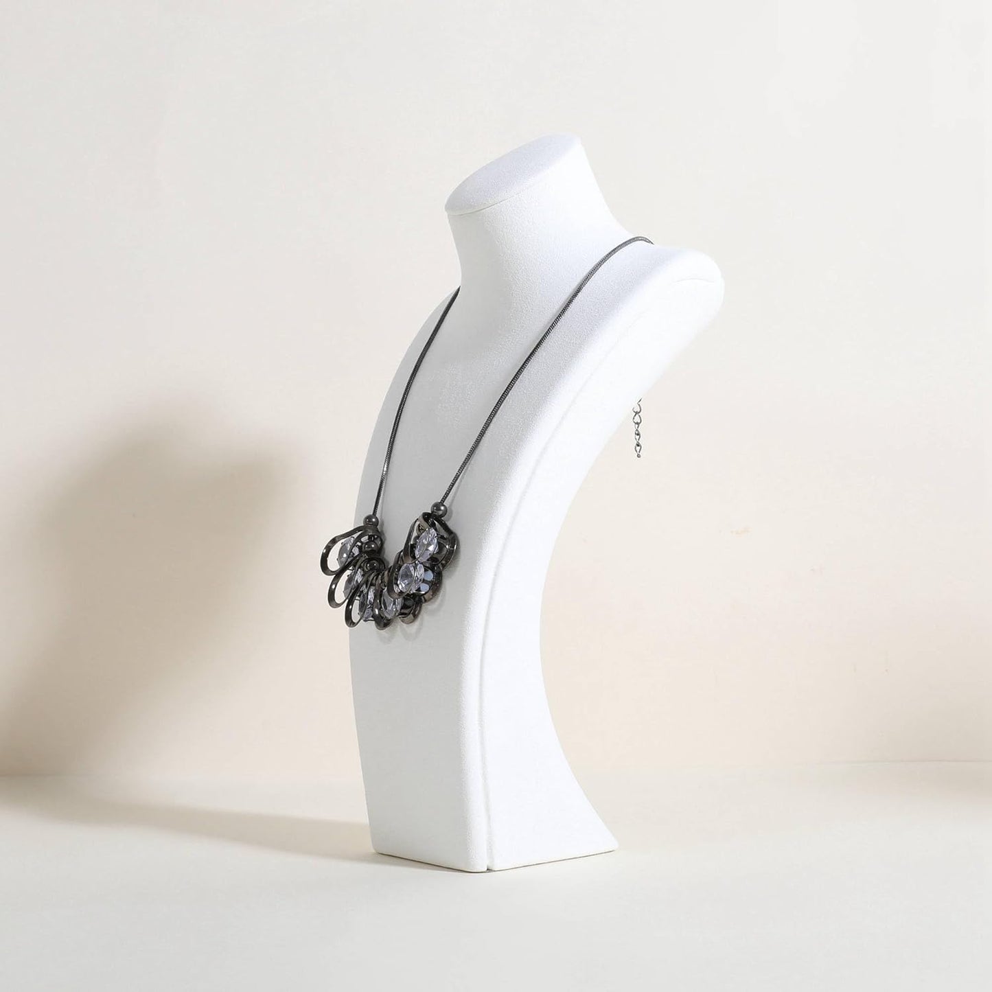 GemeShou White necklace storage organizer for sale, Velvet necklace holder stand, jewelry bust display stands, Jewelry Mannequin for Countertop, Showcase【White-Medium height 10.43 inch】
