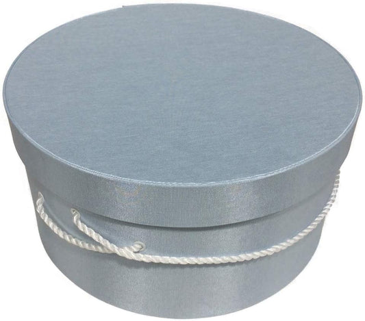 Sarah's Hat Boxes Classic Light Blue Hat Box – 12.75" x 6.5" (Dia. x Ht.) Handmade in USA – Odorless Non-Toxic Adhesive, Cording Handle – Premium Storage for Hats & Accessories