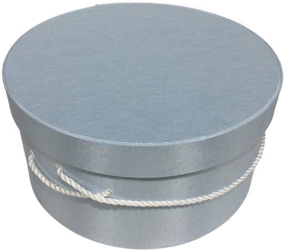 Sarah's Hat Boxes Classic Light Blue Hat Box – 11" x 5.5" (Dia. x Ht.) Handmade in USA – Odorless Non-Toxic Adhesive, Cording Handle – Premium Storage for Hats & Accessories