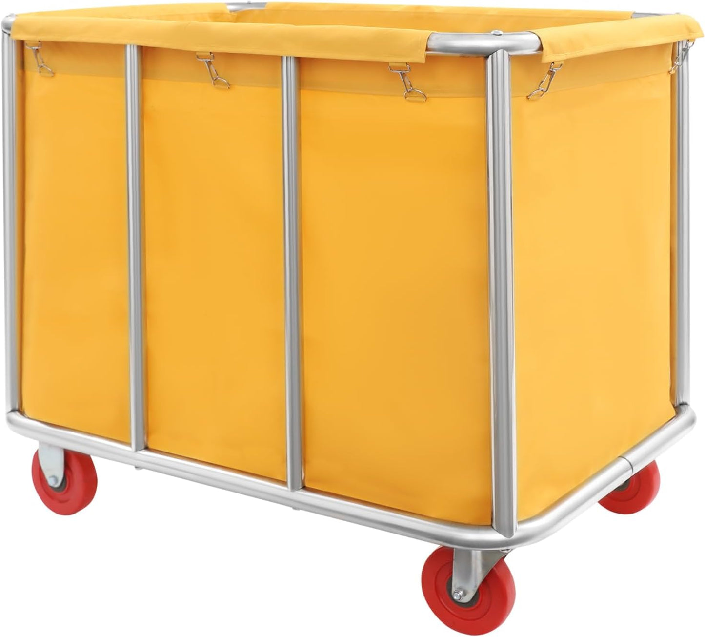 Commercial Laundry Cart with Wheels, Laundry Hamper Cart,Heavy Duty Rolling Laundry Basket with Large Capacity,Laundry Sorter Trolley for Home Hotel Apartment (Yellow, 35.43 * 25.6 * 31.5in)
