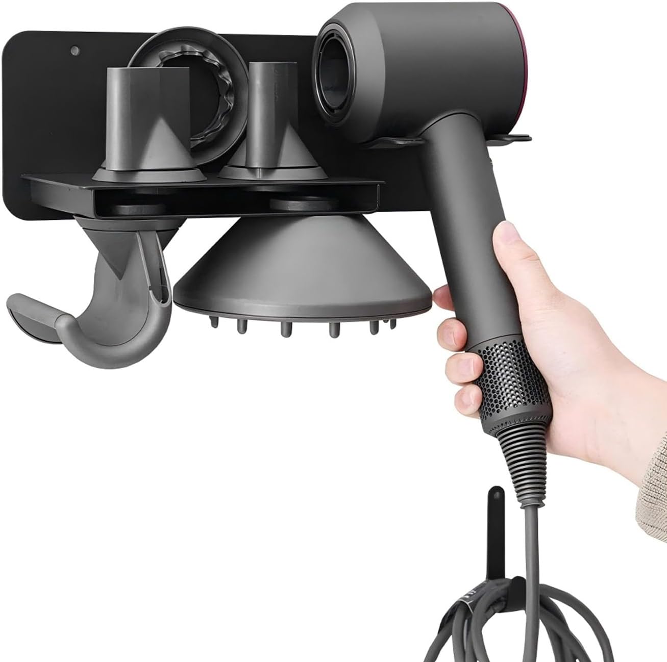 Hair Dryer Wall Mount Holder Compatible with Dyson Supersonic,Hair Styler Nozzle Attachments Organizer Storage Bracket for Bathroom