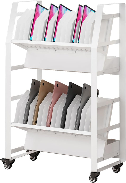 32-Device Mobile Charging Storage Cart, Lockable Charging Station with Removable Slots & Cable Management for Tablets, iPads