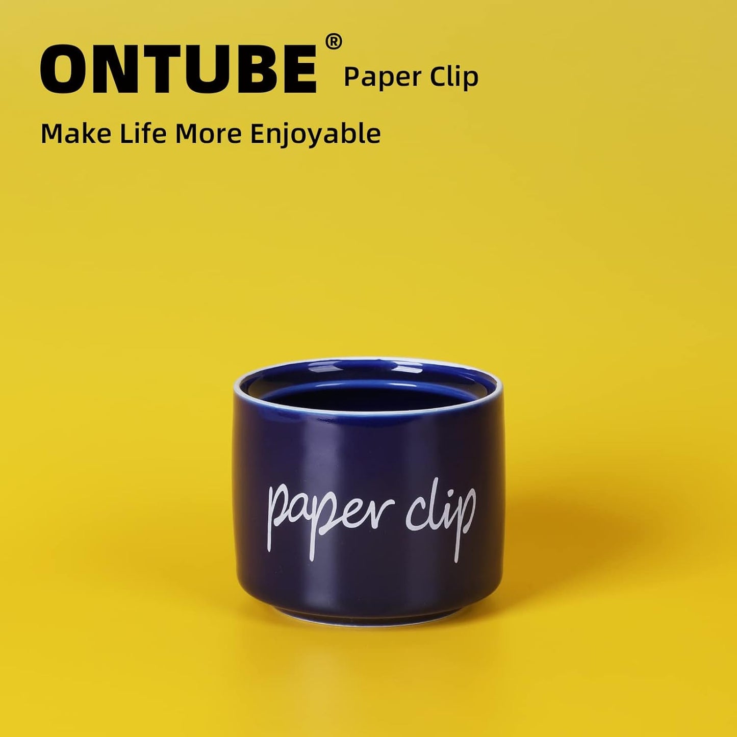 ONTUBE Porcelain Paper Clip Holders,Ceramic Paper Clip Organizer (Navy)
