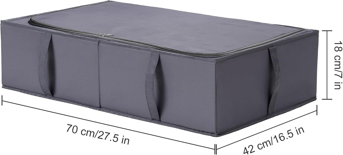 TYEERS Under Bed Storage Containers, Durable Fabric, Washable, Collapsible, Under Bed Storage Bins for Clothes, Blankets, Sheets, Shoes, 27.5x16.5x7 Inches, 2-Pack, Dark Grey