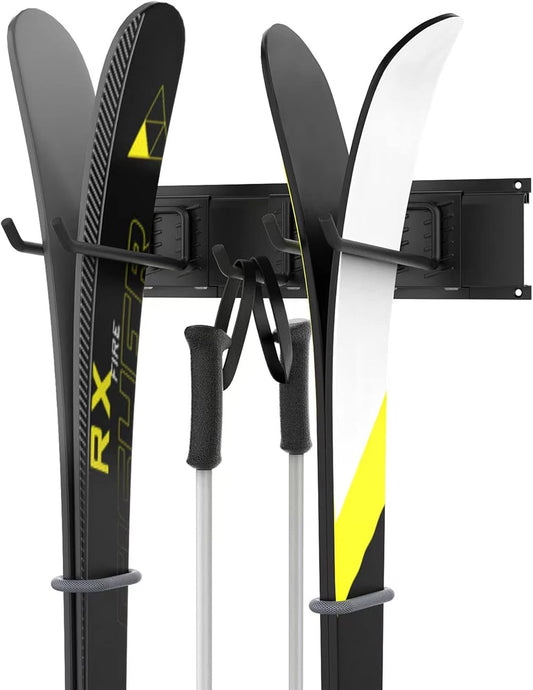 WALMANN Garage Storage Organization System Ski Wall Rack 2 Pairs of Skis Mount Hanger Home Shed and Garage Snowboard Wall Rack Holds Up to 100 lbs