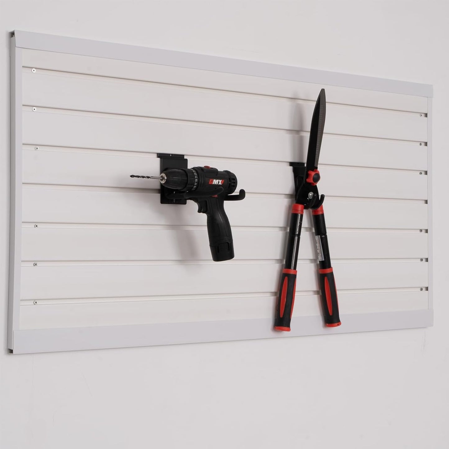 Slatwall Panels 4'x 2' Garage Slat Wall Storage Systems, Slat Wall Paneling Garage Wall Organizer, White Slat Board PVC Wall Panels Slatwall Displays Garage Tool Organizer Wall Mount Ladder Bike Rack