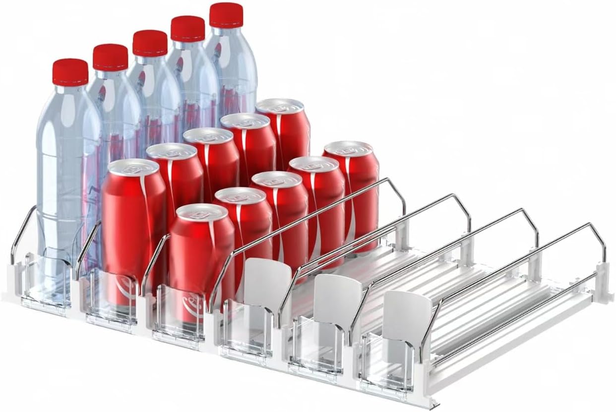 Drink Organizer for Fridge,Self Pushing Fridge Drink Organizer,Automatic Drink Dispenser for Fridge-Holds up to 30 Cans