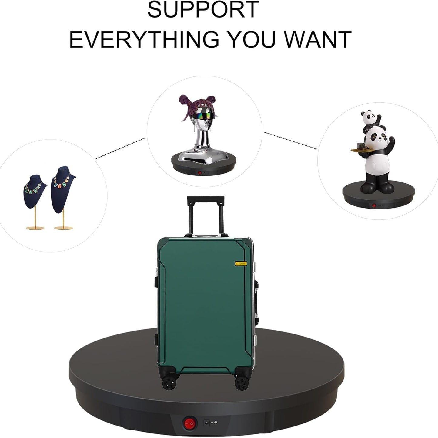 JAYEGT Motorized Rotating Display Stand, 360 Degree Electric Rotating Potography Turntable for Products Display，Live Video Show, Remote Control Angle, Speed (Black/ 20.5inch /330Lbs Load/Wired)