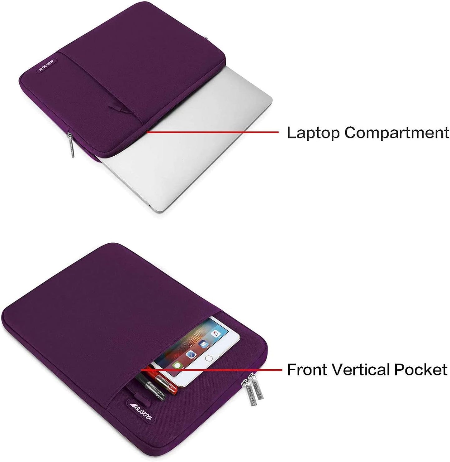 MOSISO Laptop Case 13.3 inch, 13-13.3 inch Laptop Sleeve Compatible with MacBook Air/Pro 13/Pro 14 M5 M4 M3 M2 M1, HP Dell ASUS Lenovo,Polyester Vertical Computer Sleeve Bag with Pocket,Magenta Purple