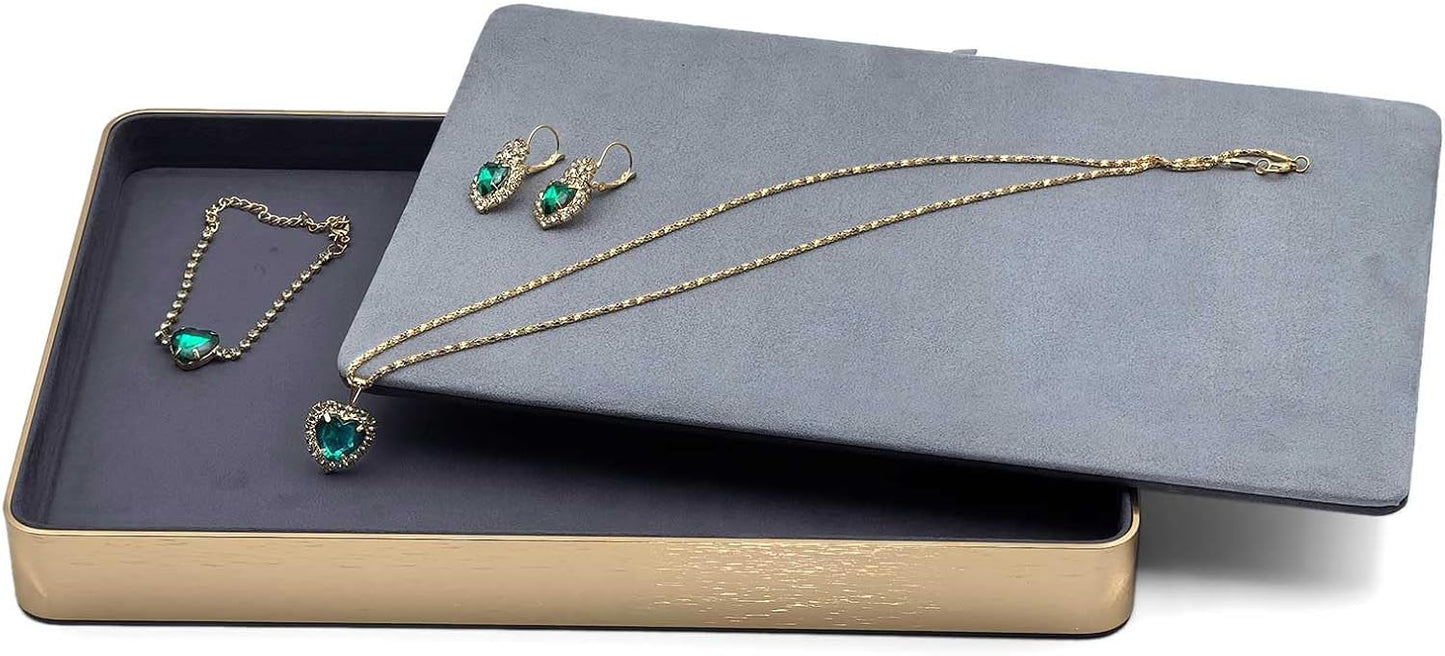 Metal Jewelry Tray, Valet Tray, Bedside Table and Desktop Organizer. It is Stackable and can be Used to Display Watches, Rings, Earrings and Bracelets（Blue）