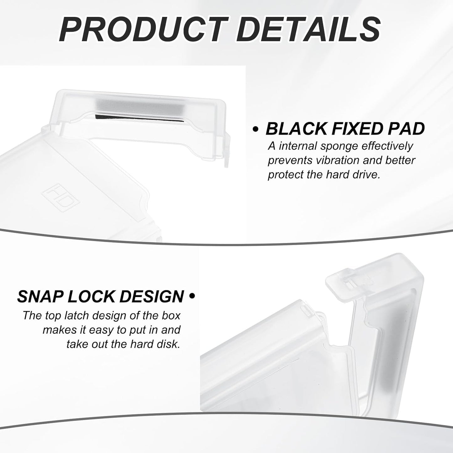 PATIKIL 4.5" x 3.2" Hard Drive Disk Case, 3Pcs Plastic Hard Disk Storage Box Portable Anti-Static Case for 2.5" External SSD HDD, White
