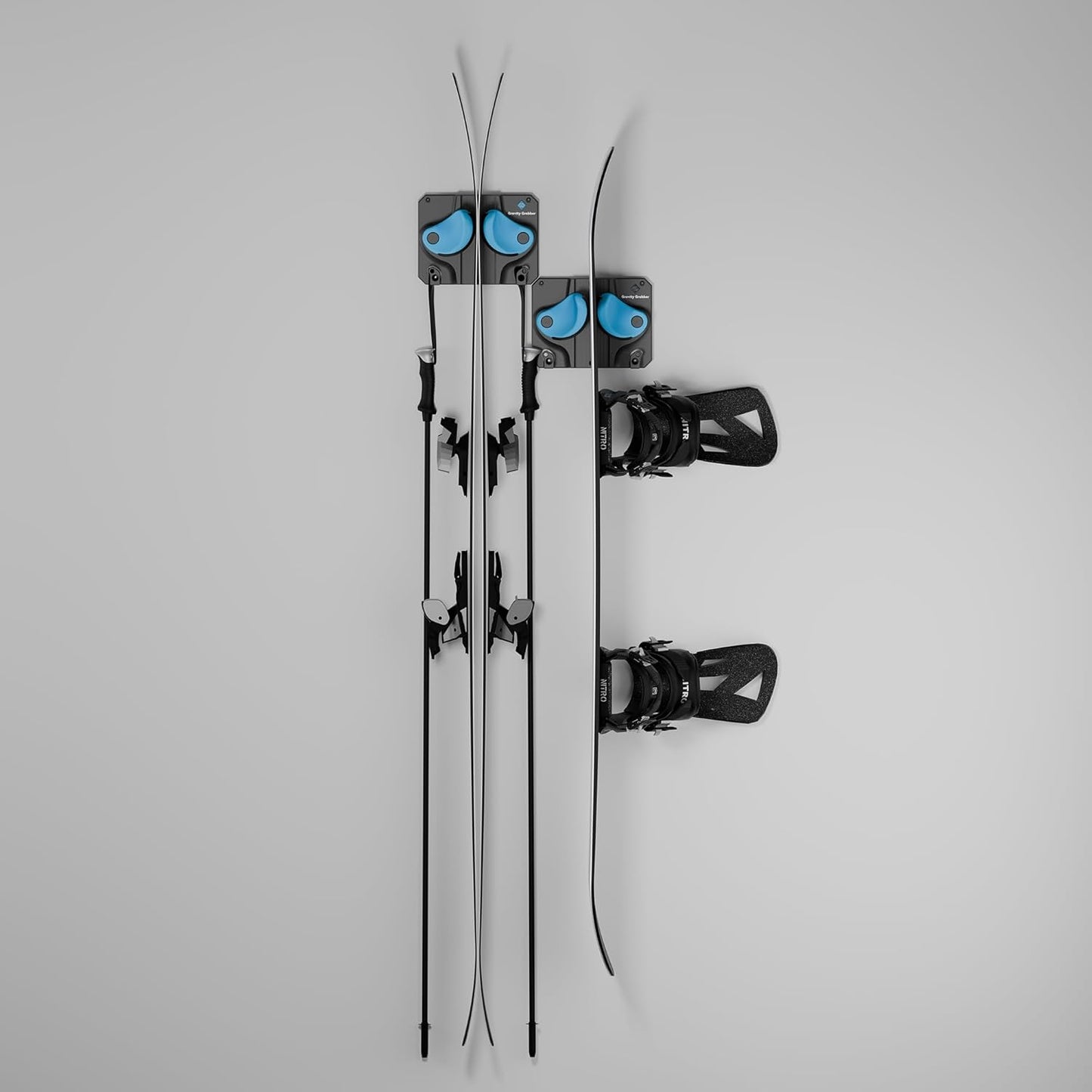 Gravity Grabber - Ultimate Ski & Snowboard Wall Rack | Secure, Non-Slip Storage | Fits Any Ski/Board | Garage Organization | Ski Storage Rack | Snowboard Storage Rack | Winter Gear Organizer | 2 Pck