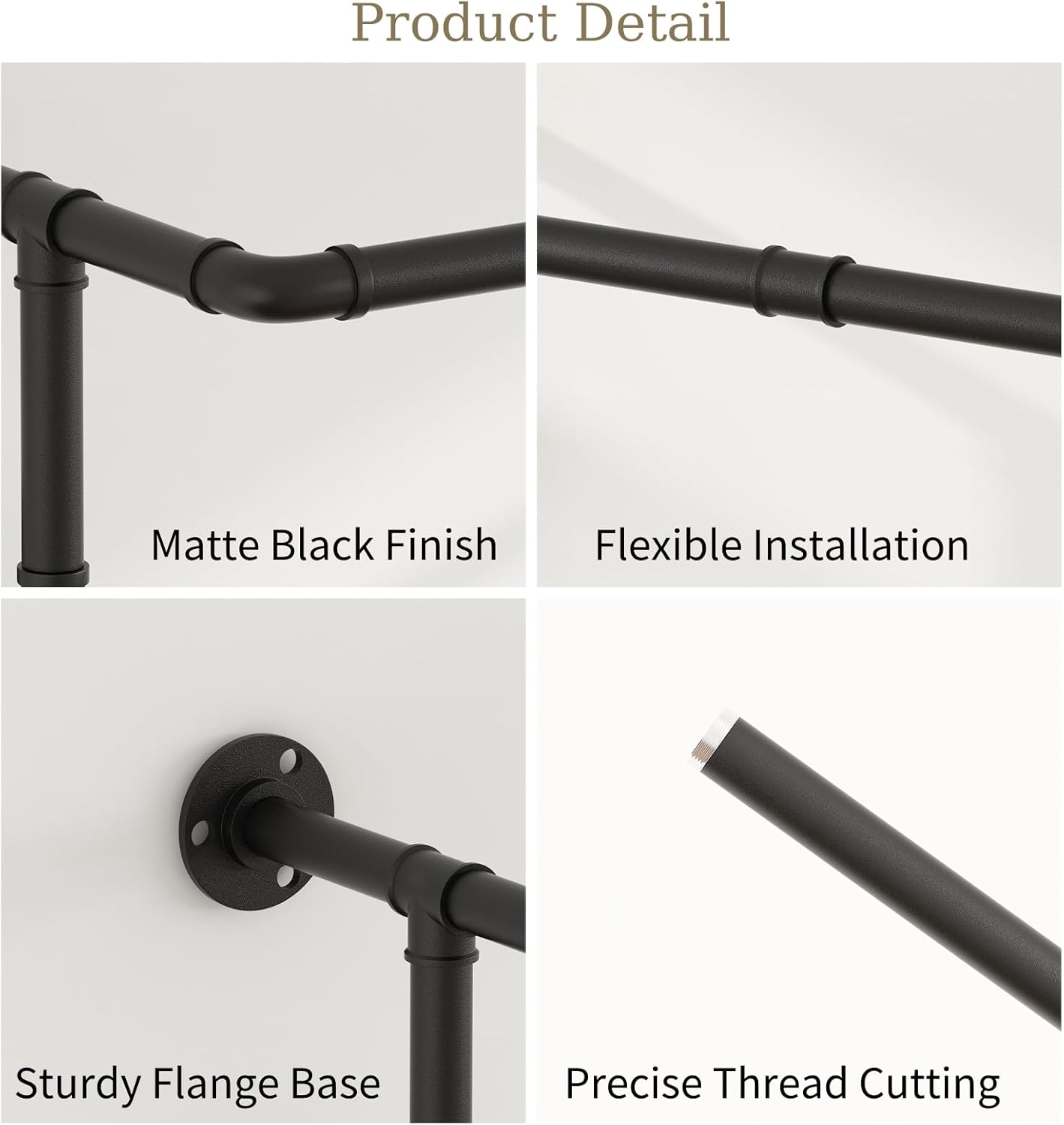 Industrial Pipe Clothing Racks with 5 Hanging Rods, Industrial Clothes Racks Wall Mounted, Heavy Duty Black Pipe Clothing Rack, Metal Closet Rods for Hanging Clothes