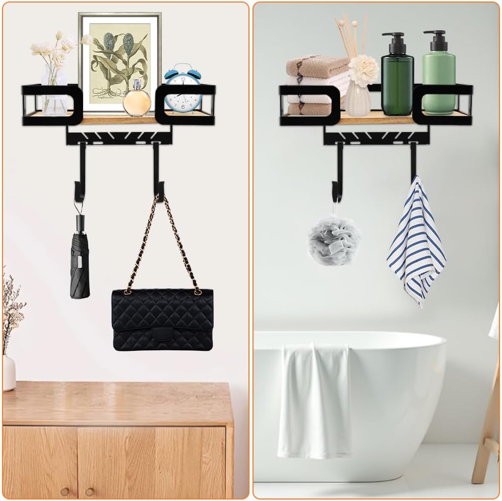 Ironing Board Holder Wall Mount, Metal Ironing Board Hanger with Shelf, T&V Shaped Space Saving Iron Holder for Laundry Room Accessories Organization