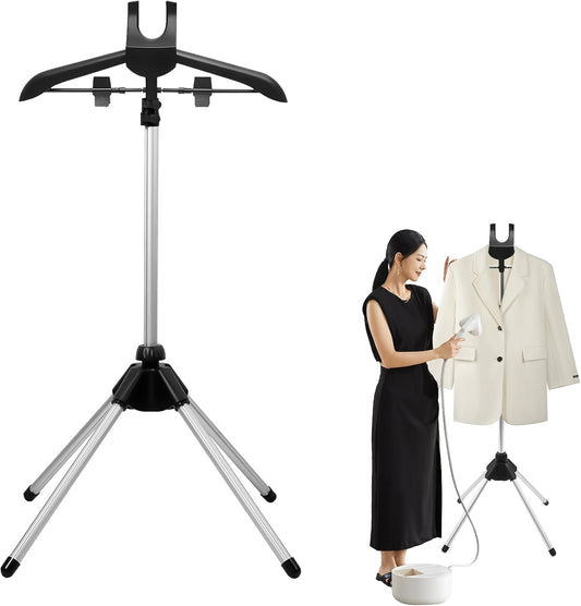 Adjustable Steamer Stand for Clothes, Portable Steamer Rack for Clothes, Steam Iron Stand (BLACK)
