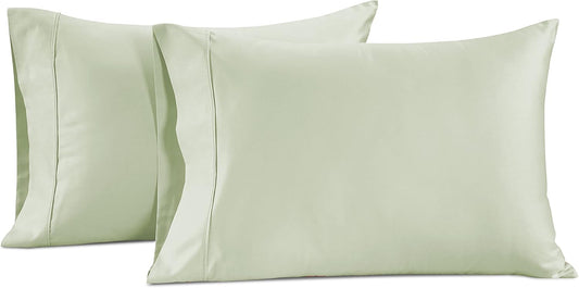 LANE LINEN Pillow Case Covers King Set of 2 100% Egyptian Cotton Sateen Soft Cool & Smooth 1000 Thread Count Cases - Mineral