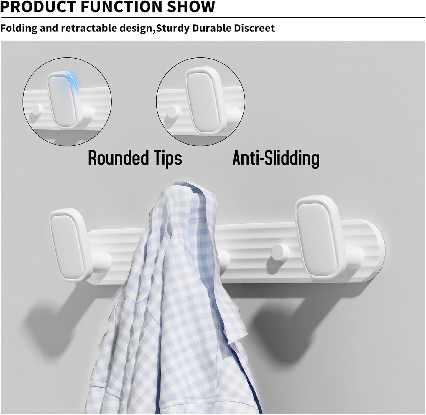 Coat Rack Wall Mount White, 3 Hooks Rack Metal Coat Hanger Wall for Hanging Hat Purse and Robes, Towel Hook for Bathrooms and Entryway (1 Pack)