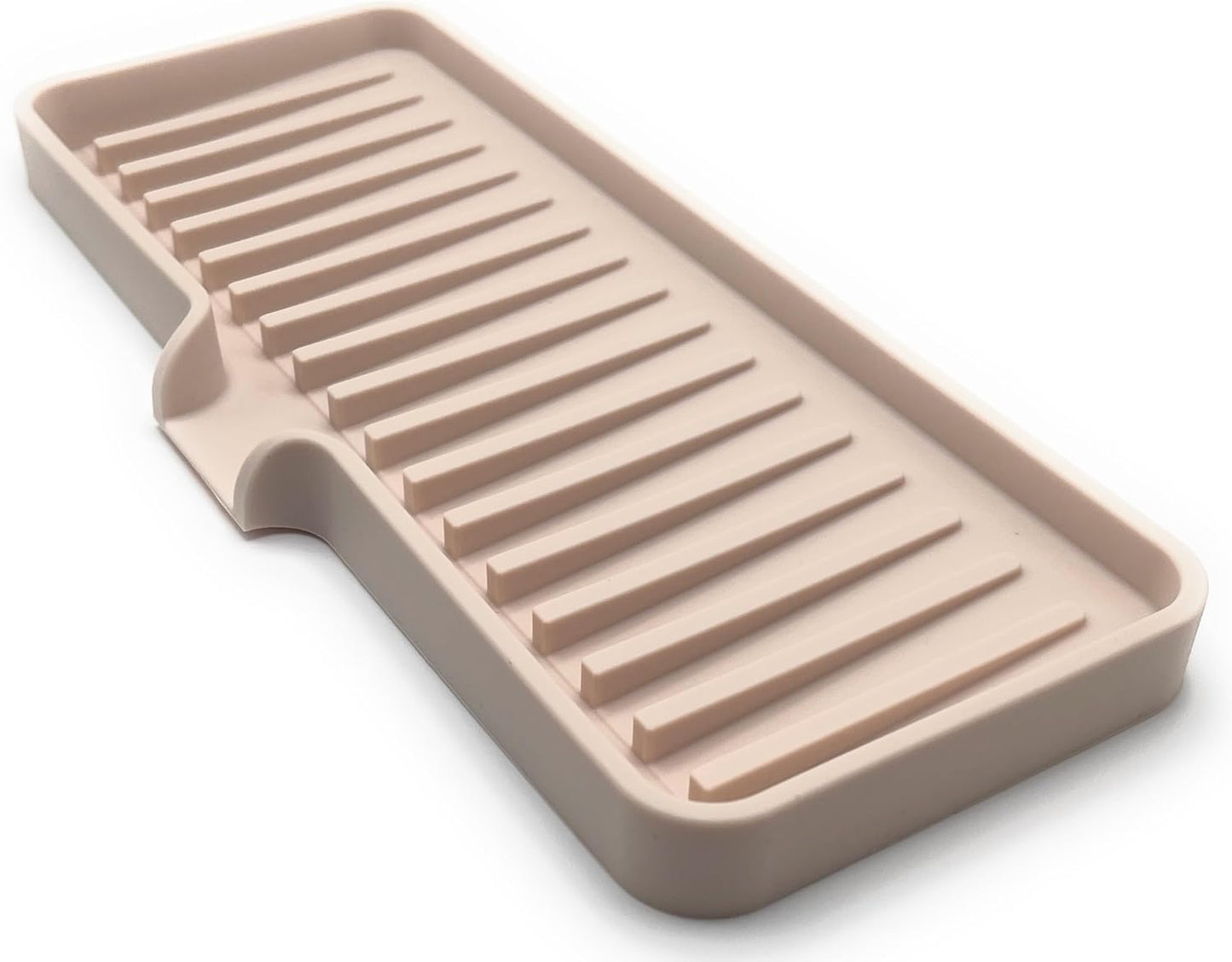 Happitasa Silicone Soap Dish Tray and Sponge Holder with Drain Chute | Bathroom and Kitchen Sink Organizer Caddy (Sand Dollar, 9"x3.5", 5.6 Ounces)