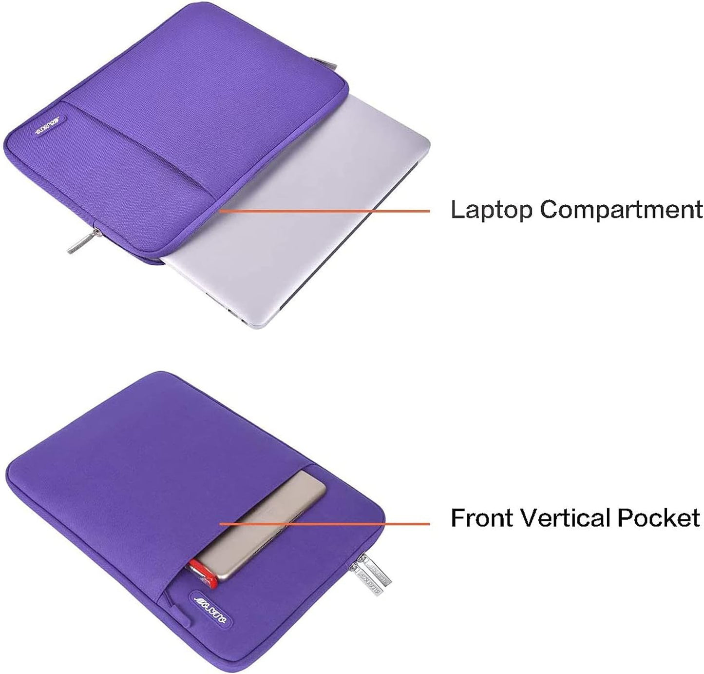 MOSISO Laptop Case 13.3 inch, 13-13.3 inch Laptop Sleeve Compatible with MacBook Air/Pro 13/Pro 14 M5 M4 M3 M2 M1, HP Dell ASUS Lenovo,Polyester Vertical Computer Sleeve Bag with Pocket, Ultra Violet