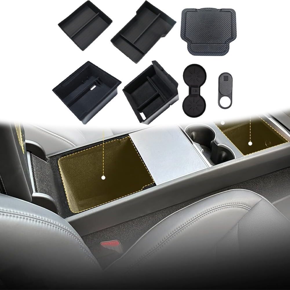 7PCS Center Console Organizer For Tesla For Model 3 2023 2025, Features Practical Cup Holder And Storage