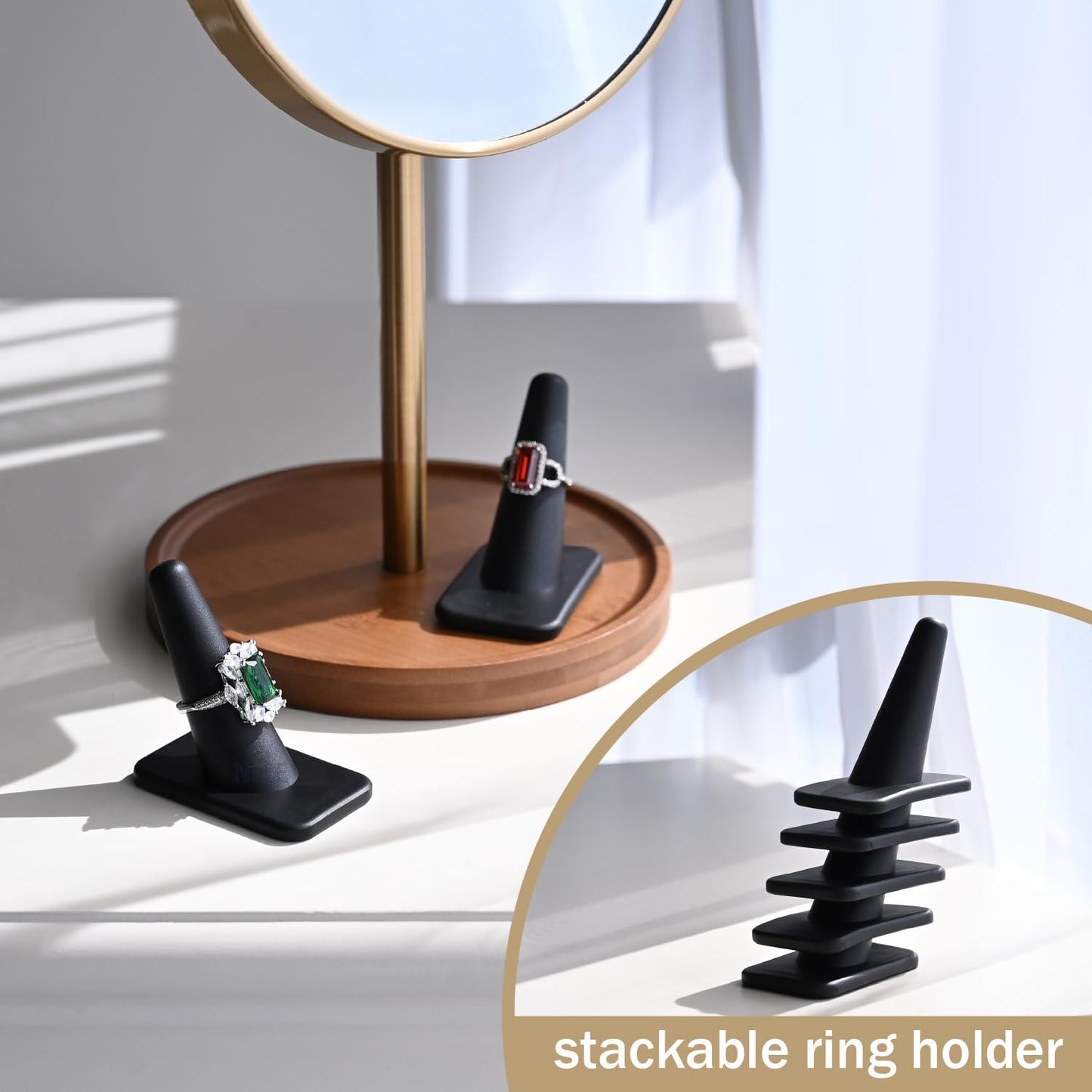 MOOCA Jewelry Display Set, Necklace Display Bust, Earring Organizer, Ring Holder Stand for Showcase and Store, Premium Fabric