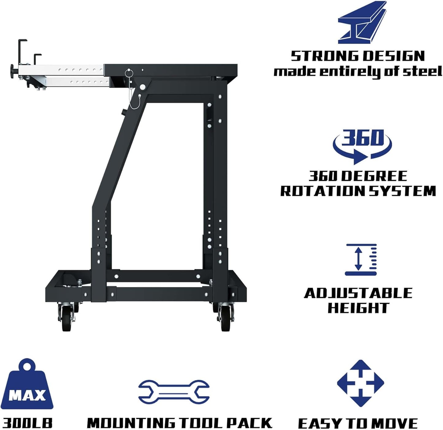 Panel Handler Cart and Shop Stand, Tilting Panel Cart with Rolling Casters, Tilting Panel Mover Mobile Workbench, Drywall Cart for Woodworking, Lumber Furniture Workshop, Warehouses, Garage