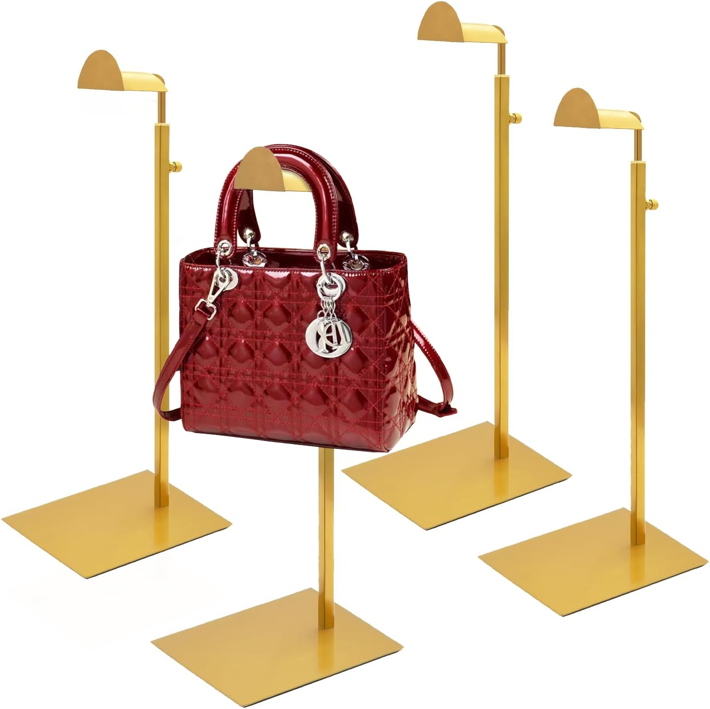 Purse Display Stand,4 Pack Gold Purse Stands For Display,Stainless Steel Bag Display Stand, Height Adjustable Shoulder Bag Holder, for Commercial Stores And Parties