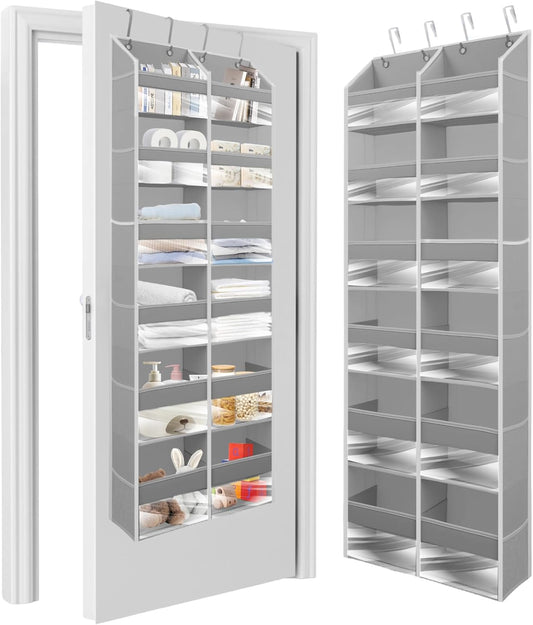 HOMELUX THEORY Over The Door Organizer Hanging - 50lbs Load 6 Large Front & 12 Side Pockets, 1 Pack Over The Door Shoe Organizer, Hanging Closet Organizer For Toys, Diaper, Sewing (XL, Light Gray)