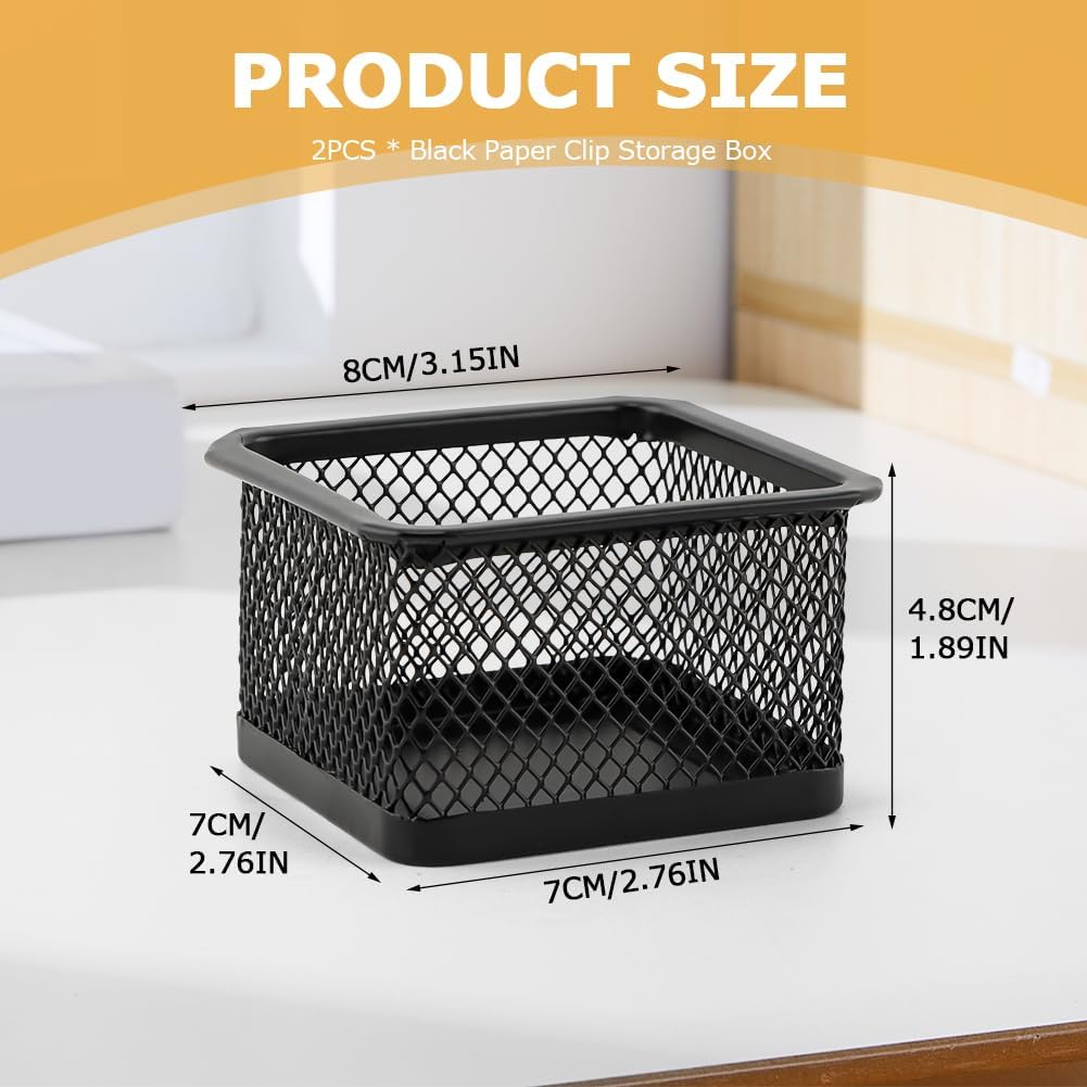 Paper Clip Holder for Desk, Paperclip Holders Mesh Paperclip Dispenser Organizer for Desk Binderclip Bobby Pin Holder Container for Home Office School(SIZE:2pcs)