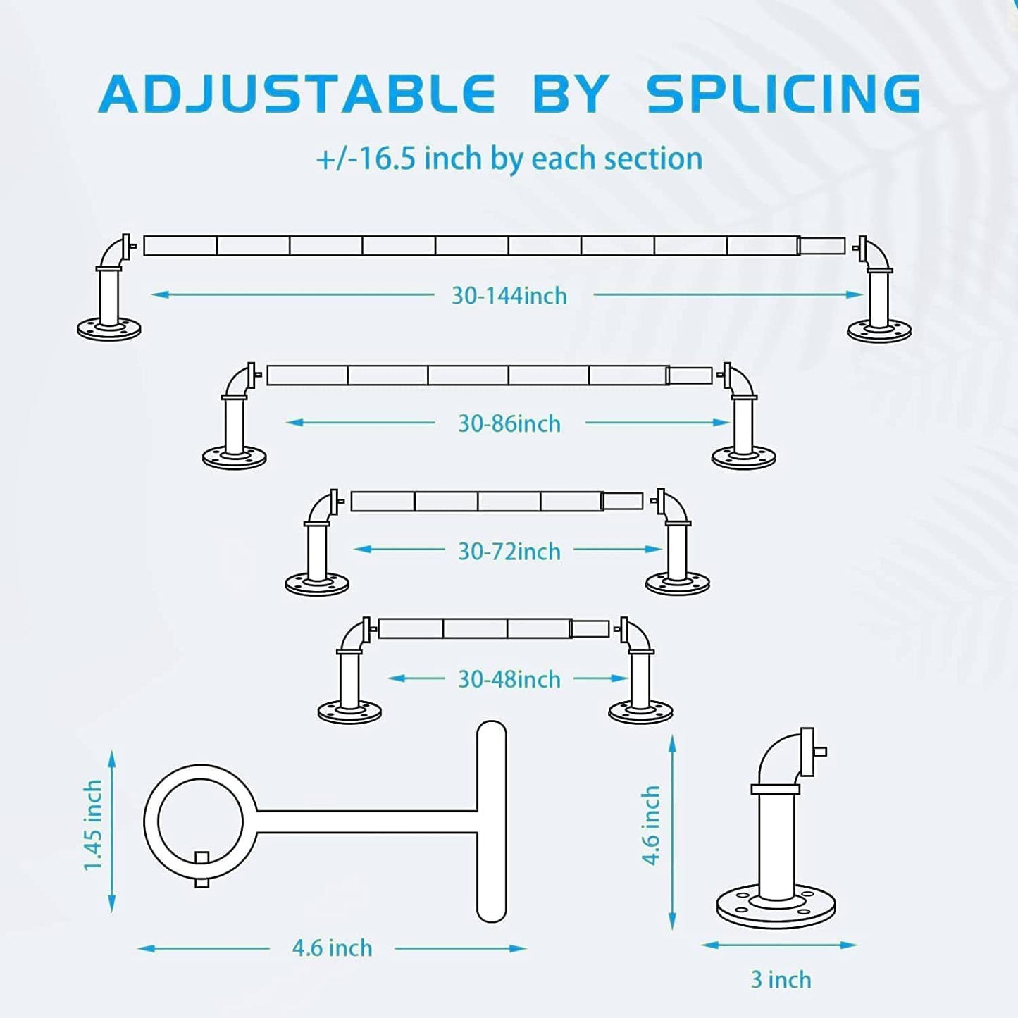 Industrial Curtain Rod, Curtain Rods for Windows 28 to 48 Inch, Rustic Wrap Around Curtain Rod, Fits Blackout Curtain, Indoor and Outdoor, Size: 30-48 Inch