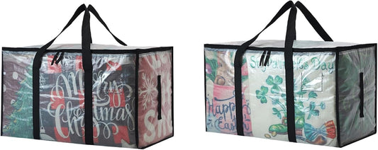 Heavy Duty 93L (24.5 Gallon) Stackable Storage Bins with Fully Openable Lids, Moving Bags Heavy Duty, Clear Plastic Totes for Moving Storage, Home Organization, Closet, Dorm Room. 2 Pack
